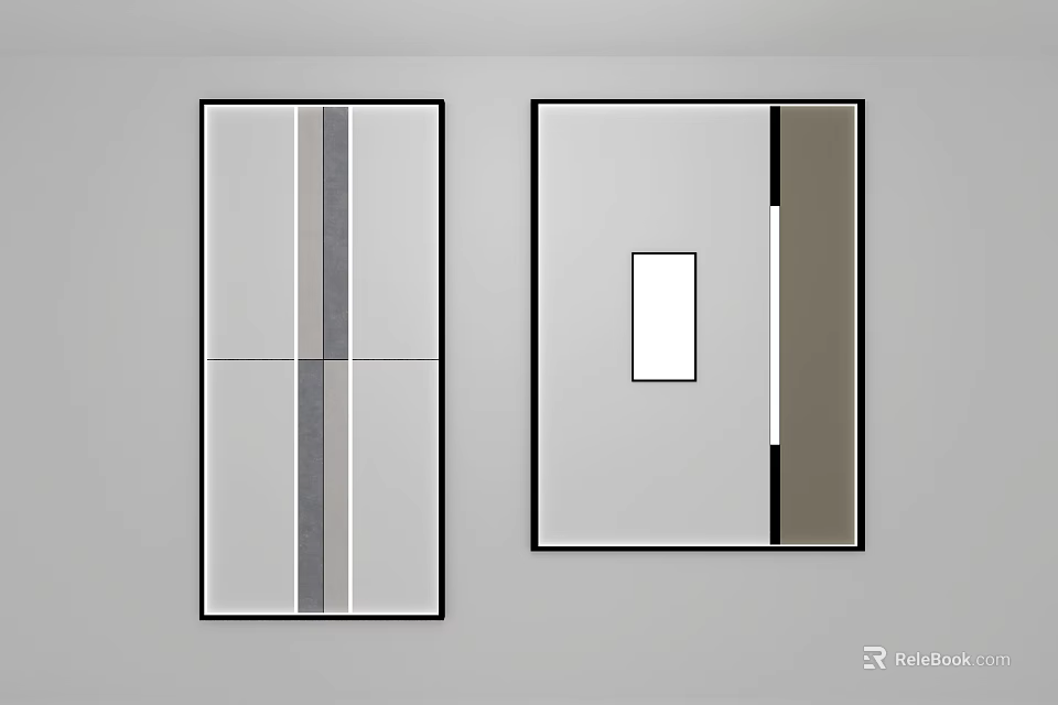 Modern Ceiling Design With Clean White Surface And Stylish Wall Decorative Artworks 3d model