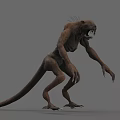 3D Monster Model With Long Tail Sharp Teeth Spikes On Back And Slender Limbs 3d model