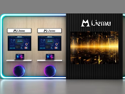 Liemu Commercial Equipment Display Featuring Touch Screens Neon Lights And Digital Showcases 3d model