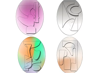 Modern Geometric Wall Decor With Abstract Oval Patterns And Gradient Colors 3d model