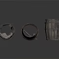 Rustic Vintage Wooden Basket Set Of Three With Metal Rings And Distressed Wood Texture