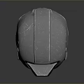 Futuristic Silver Metallic Helmet With Blue Visor And Mechanical Design Details