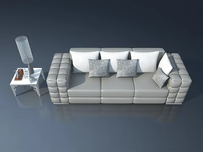 Modern Living Room Scene With Gray Sofa White Coffee Table And Decorative Pillows 3d model
