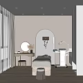 Modern Luxury SPA Sauna Interior With Treatment Bed Mirror Equipment Wooden Floor Beige Walls Window