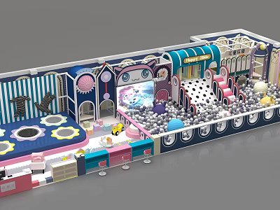 Colorful Indoor Kids Playground With Ball Pit Slides And Interactive Play Zones 3d model