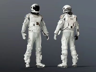 Man in White Astronaut Suit Front and Back View With Detailed Design 3d model