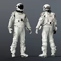Man in White Astronaut Suit Front and Back View With Detailed Design