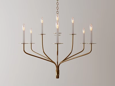Elegant Gold Modern Chandelier With Multiple Arms And Candle Shaped Bulbs 3d model