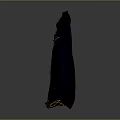 Elegant Black Long Dress with Dark Cloak Waist Belt and Golden Patterns