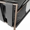 Modern Leisure Chair with Metal Frame Black Gray Fabric Upholstery and Padded Seat