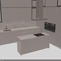 Sleek Modern Kitchen Interior With Gray Cabinets Marble Island And Countertop