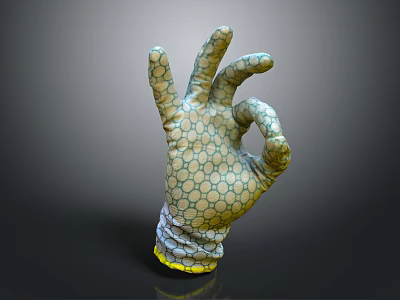 Modern Stylish Glove With Geometric Honeycomb Pattern OK Hand Gesture Textured Surface 3d model