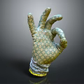 Modern Stylish Glove With Geometric Honeycomb Pattern OK Hand Gesture Textured Surface 3d model