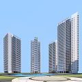 Modern High Rise Residential Buildings With Multiple Structures Circular Square Pool And Lawn