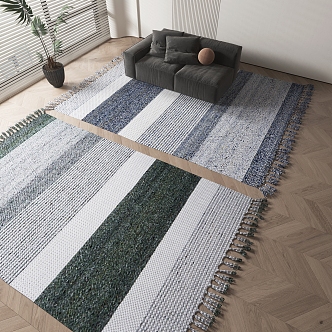 Modern Square Carpet Tassel Carpet 3d model