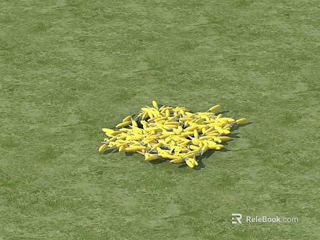 Fresh Yellow Vegetables Pile On Vibrant Green Grass Surface 3d model