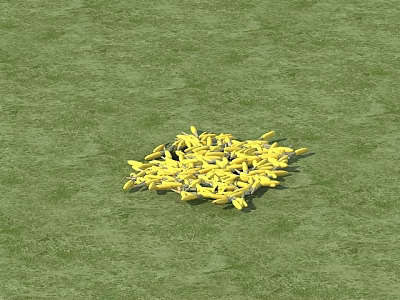 Fresh Yellow Vegetables Pile On Vibrant Green Grass Surface 3d model