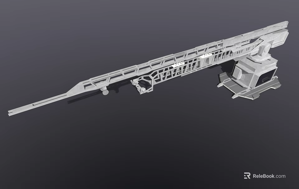 Industrial Equipment Mechanical Structure With Long Rail System And Control Unit 3d model 