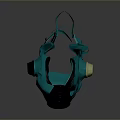 Teal Colored Gas Mask Protective Weapon With Black Components And Yellow Filter Design