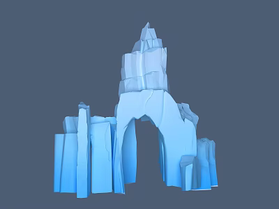 Blue Ice Sculpture Arch With Frosty Spire And Stacked Ice Blocks 3d model