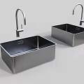 Stainless Steel Double Bowl Kitchen Sinks With Modern Faucets For Home Kitchens