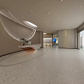 Modern Lobby Interior With Spacious Design Curved Walls Light Flooring And Glass Windows