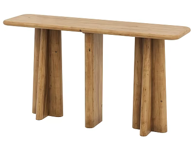 Natural Wooden Entryway Console Table With Unique Leg Design And Smooth Surface 3d model