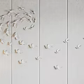 Modern Bird Shaped Wall Decor With Black Gold White Circular Spiral Patterns On Light Walls
