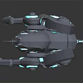 Futuristic Mechanical Unicorn With Blue Glowing Lines And Circular Accents In Rearing Stance
