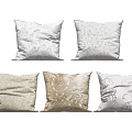 Decorative Throw Pillows With Floral And Patterned Prints In Soft Neutral Tones 3d model