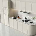 White Kitchen Cabinets With Glass Door Wine Storage Retro Refrigerator And Tile Backsplash