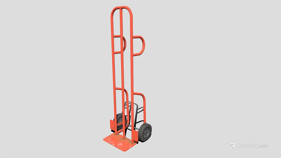 Red Hand Truck With Sturdy Wheels And Loading Platform For Transport Use 3d model