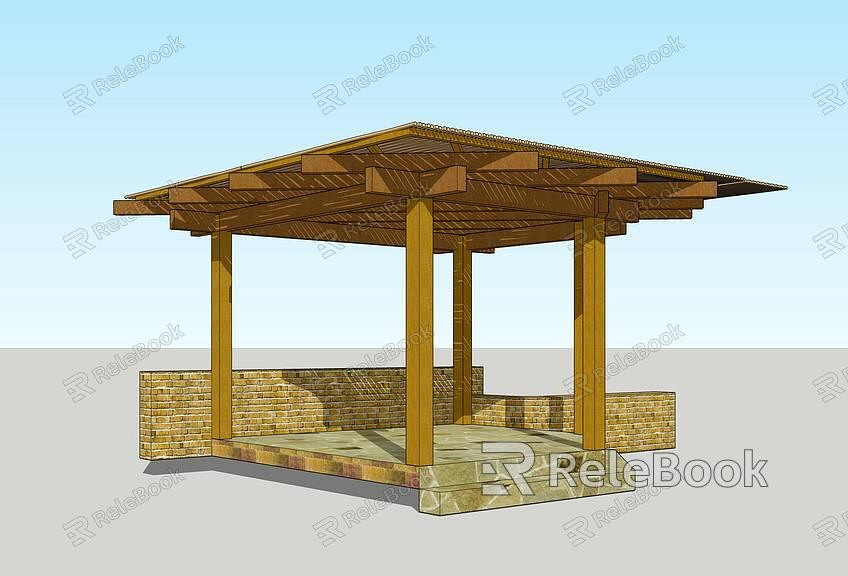 Wooden pavilion 3d model 