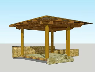 Wooden pavilion 3d model