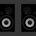 Pair of Black Bookshelf Speakers With Modern Design Round Speaker Drivers And Reflective Base
