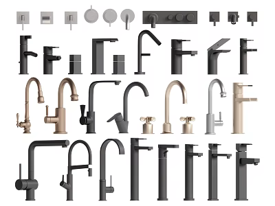 Diverse Modern Shower Heads With Various Designs And Finishes For Bathroom Fixtures 3d model
