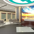 Modern Front Desk Reception Area With Stylish Desk And Artistic Background Wall Decor