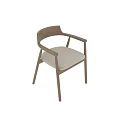 Modern Wooden Dining Chair With Armrest Light Upholstered Seat And Solid Frame