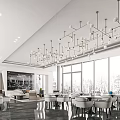 modern reception area sales department hall reception hall lobby front desk sand table area sales department chandelier negotiation area 3d model