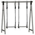 Outdoor Playground Swing Set With Metal Frame Black Ropes And Suspended Seats