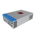 Power Inverter Device With Gray Body Blue Front Panel Red Label And Heat Sink Ports