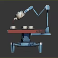 Robotic Arm Pouring Coffee Into Cups On Wooden Table With Mechanical Legs