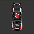 Racing Car With Black Red White Livery Rear Wing And Sporty Alloy Wheels