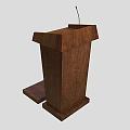 Classic Brown Wooden Podium With Microphone Stand And Sturdy Platform Base Design