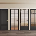 Modern Interior Black Flush Doors With Various Glass And Solid Panel Designs 3d model