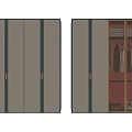 Modern Minimalist Wardrobe With Open Interior Hanging Rods Shelves And Metal Handles