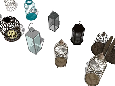 Collection Of Different Decorative Birdcages With Various Styles Shapes And Colors 3d model