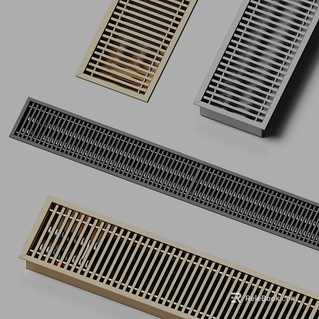Durable Bathroom Accessories Floor Drains with Grid Design in Various Colors 3d model 