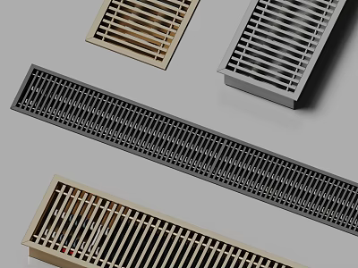 Durable Bathroom Accessories Floor Drains with Grid Design in Various Colors 3d model