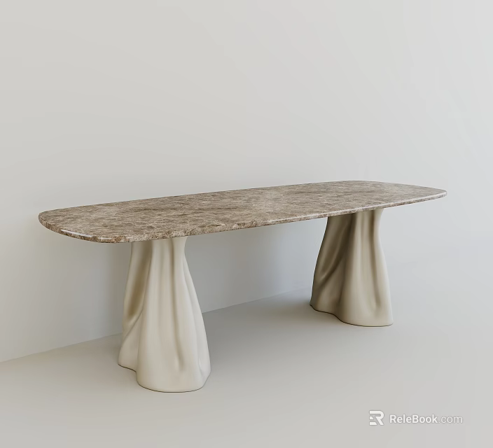 Modern Marble Table With Unique Fluted Pedestal Base And Smooth Surface 3d model